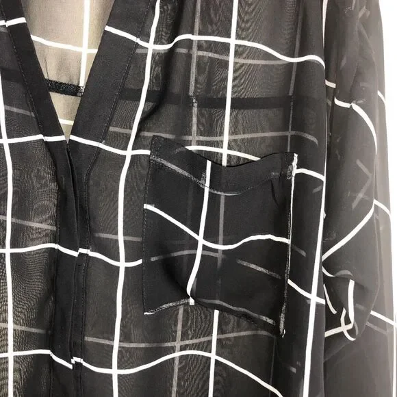 Old Navy Sheer Tops S Long Sleeves Popover Neck Bundle Black White Burgundy Red - Picture 4 of 11